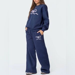 NWT Boutique Julia Deep Navy Casual Matching Set | Sweatshirt + Wide Leg Pants